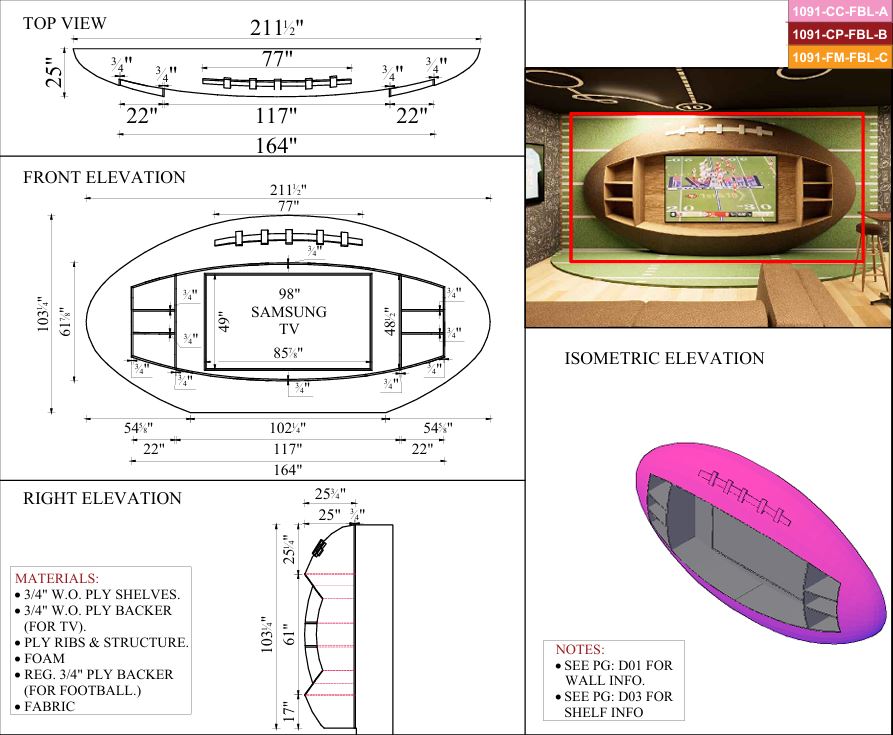 Football tv enclosure shop drawing