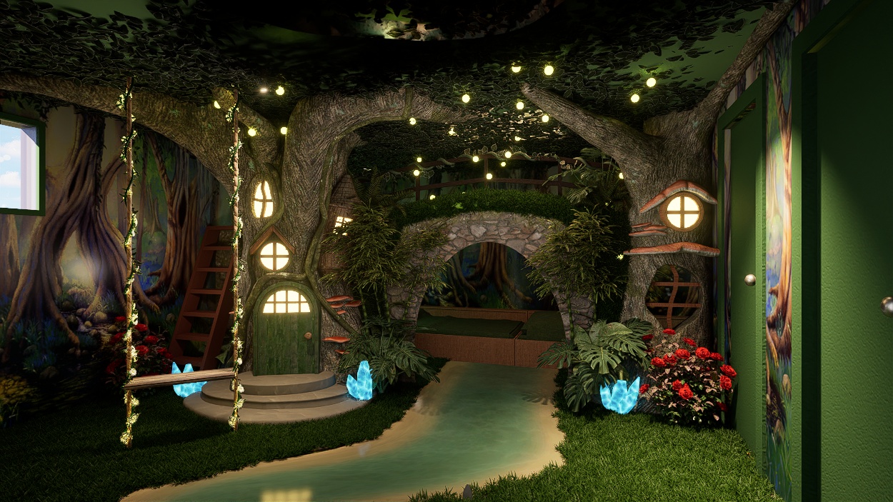 Dark alleyway lit by neon signs reflecting off wet pavement