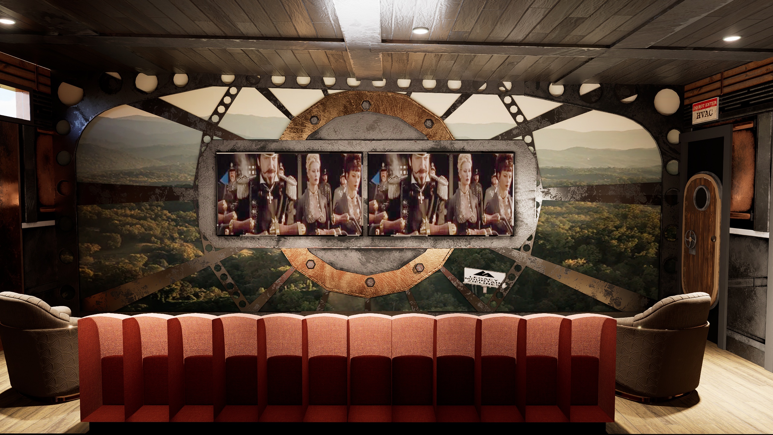 Steampunk Game room tv view