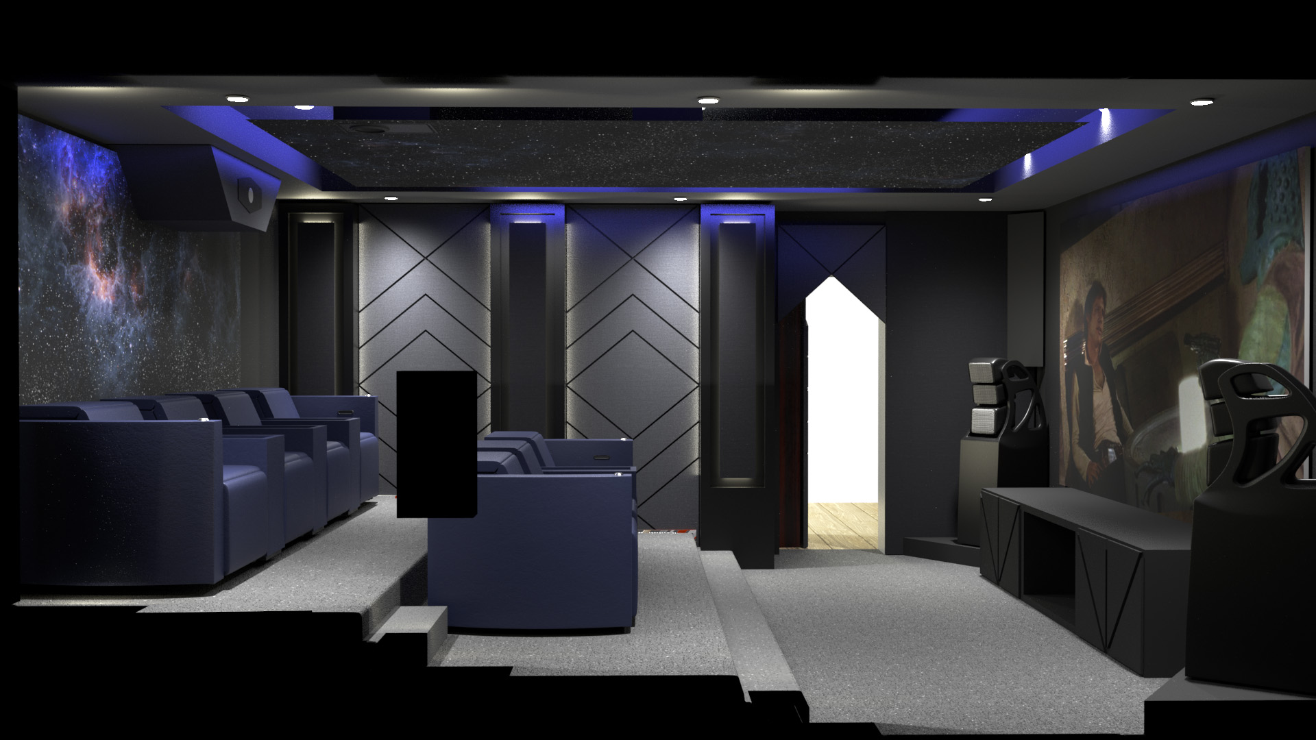 Modern Theater entry view secret door open